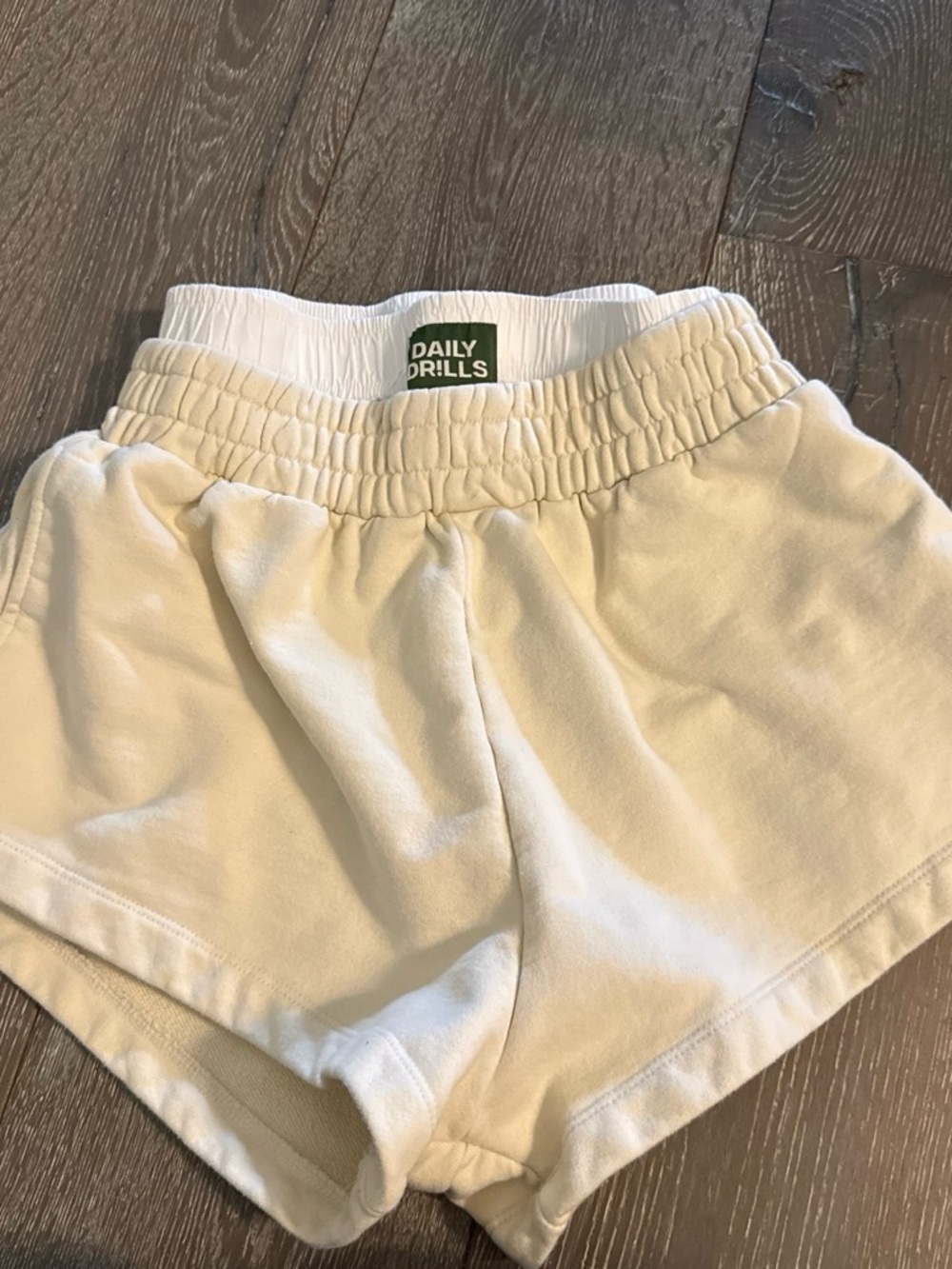 Daily Drills Cream High-Waist Athletic Shorts